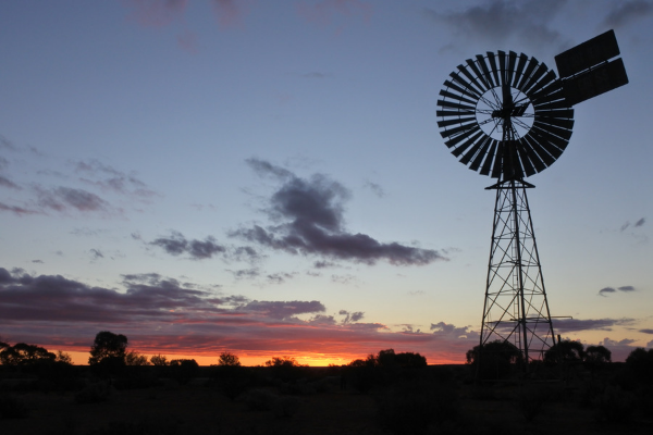 Windmill at sunset