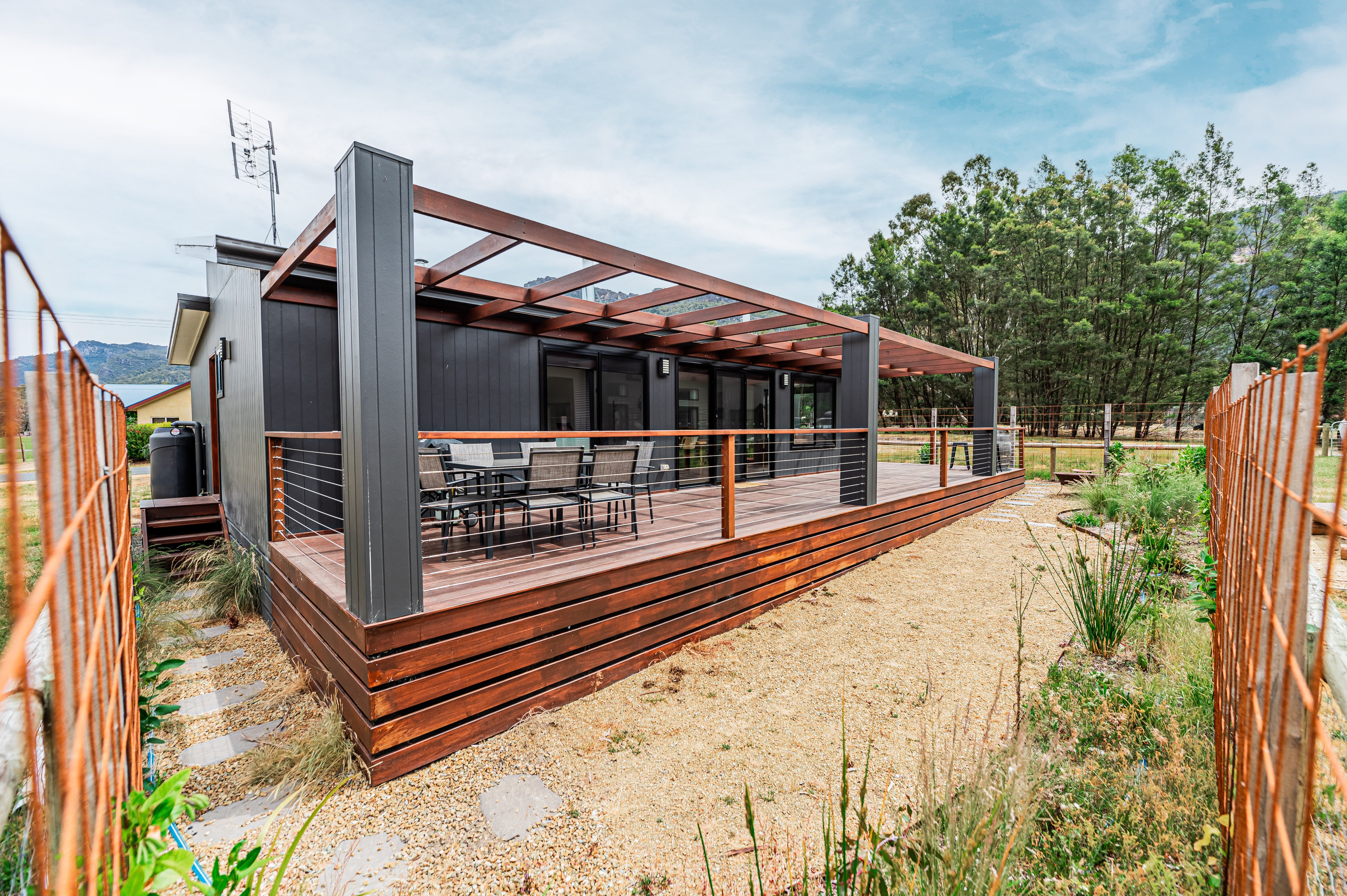 Holiday home with large outdoor deck