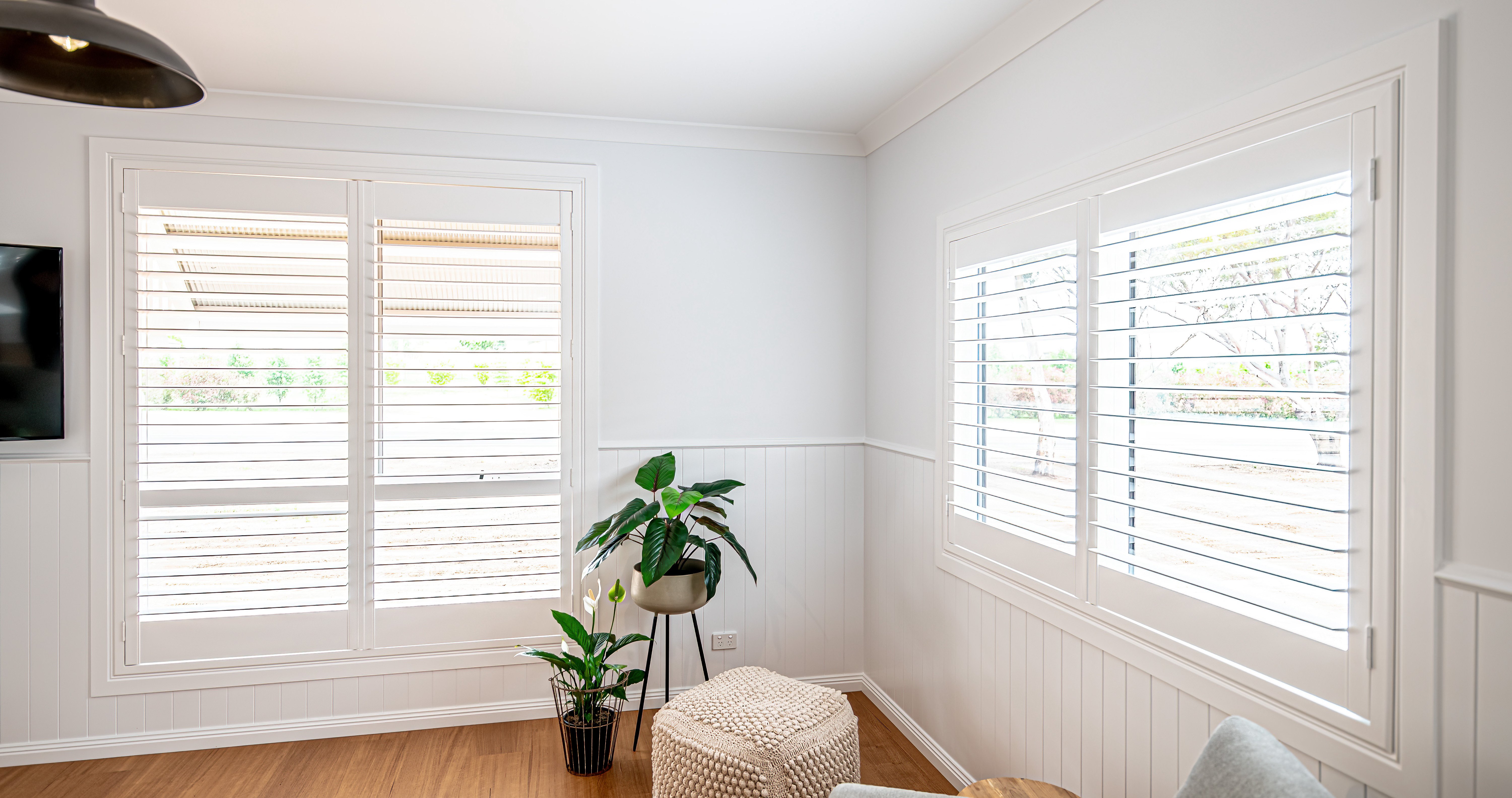 Windows with timber shutters