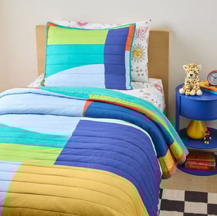blue coloured kids bedspread