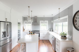 kitchen with hanging pendant lights